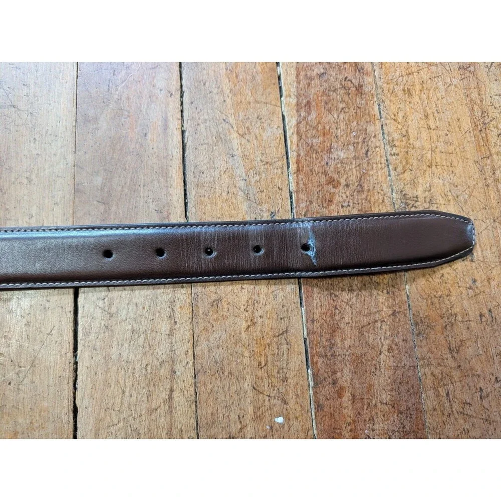 Nautica Belt Brown Syn Leather Mens 38 Nickel Buckle